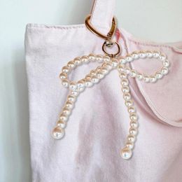 Keychains Pearl Bowknot Keychain Pendant Fashion Hanging Decoration Sweet Charm Dropship