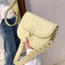 Bag Casual Braided Strap Women Shoulder Bags Designer Solid Colour Saddle Crossbody For 2024 Travel Handbags