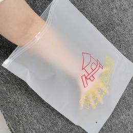 Translucent PVC Clear Plastic Bags Custom Logo Frosted Poly Zipper Bags For Clothes Shoes Packaging
