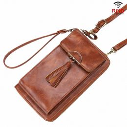 soft Leather Women Shoulder Bag with Cell Phe Pocket RFID Blocking Female Clutch Card Wallets Fi Lady Crossbody Tote Bag m0kq#