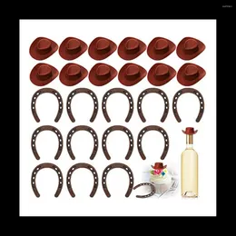 Party Decoration 24 Pieces Western Theme Lucky Horseshoe Ornament And Mini Hat Crafts Miniature Horse Shoes Wedding