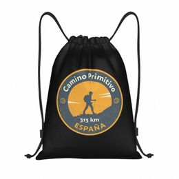 custom Camino De Santiago Scallop Shell Drawstring Bag for Training Yoga Backpacks Women Men Spain Primitivo Sports Gym Sackpack p9k3#