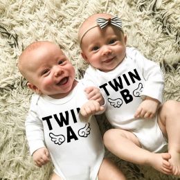 4 Colour Newborn Baby Bodysuits Twin Brothers Sisters Long Sleeve Comfortable Infant Jumpsuits Boys Grils Crawling Clothes Winter