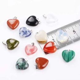 Yu bao 1pcs Malachite Natural Stone Crystal Heart Necklace Pendant for Jewellery Making