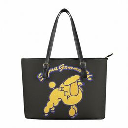 sigma Gamma Rho Luxury Designer Elegant Women Clutch New Travel Large Capacity Top Handle Shoulder Bag Poodle Pattern Saddle Bag s02J#