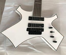 Rare 24 Frets Rich Warlock White Electric Guitar Floyd Rose Tremolo EMG Active Pickup 9V Battery Abalone Body Binding Black H3798435