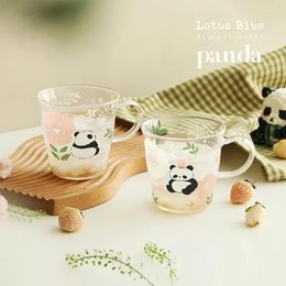 Wine Glasses Cute China Panda Glass Creative Tea Bottle Single Transparent Coffee Cup Juice Tumbler Glassware For Drinking