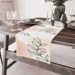 Table Runner 1pc Modern Marble Plant Colourful Runners Dresser Decor Farmhouse Kitchen Dining Party Gifts yq240330