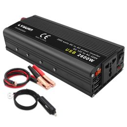 LED Voltmeter Power Inverter DC 12V/24V to AC 220V 1500W/2000W/2600W Voltage Converter Cigarette Lighter Plug Universal Socket