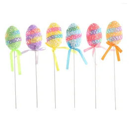 Vases 6pcs Egg Picks Colourful Artificial Spring Tree Branch Floral Eggs Creative Twig Party Decoration ( )