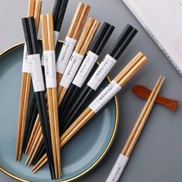 Chopsticks 5/10 Pairs Japanese Style Handmade Reusable Natural Wood Sushi Rice Stick Kitchen Dinnerware Set Gift
