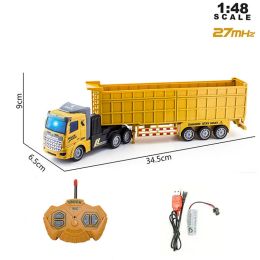 RC Truck 1:48 Remote Control Engineering Vehicle Semi-trailer Tanker Radio Controlled Cars Toys for Boys Kids Children's Gifts