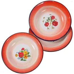 Dinnerware Sets 3 Pcs Tray Vintage Enamel Plate Salad Enamelware Tableware Pasta Dish Snack Plates