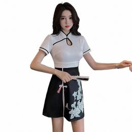 women Work Clothes Shirt Short Skirt Suit Hotel Waiter Beauty Sal Spa Massage Nail Cafe Foot Bath Technician Overalls Uniform g9bz#