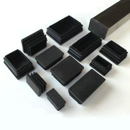 2/4/10Pcs Black Rectangle Plastic Pipe Plug 10x20mm-60x100mm Blanking End Cap Tube Inserts Plug Bung For Steel Furniture Leg