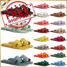 With Box Oran Slippers Luxury Designer Leather Women's Sandals Women Sandal Black Red White Pink Yellow Fashion Womens Slipper Size 35-42