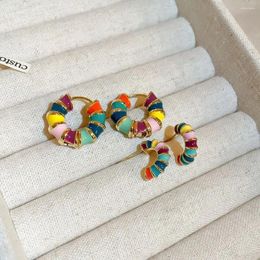 Stud Earrings Wedding Trendy Semicircle Bohemia Sweet Exquisite Hoop Ear Buckle Women Enamel Oil Jewellery Korean Style