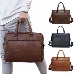 briefcase for Man Leather Tote Handbag 14 Inch Laptop Computer Shoulder Cross Office Busin Menger Crossbody Side Bag Male 32go#