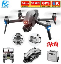 3Km Professional Gimbal Camera Drones 6K 4K GPS Long Distance 5G WiFi FPV Brushless 28mins S Stabilization Quadcopter Dron 2202184153553