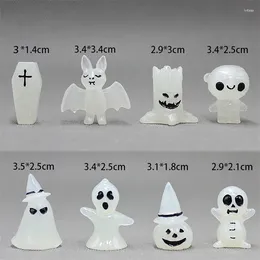 Party Decoration 8PCS Halloween Miniature Figurines Glow In Dark Luminous Ghost Decor Micro Landscape Fairy