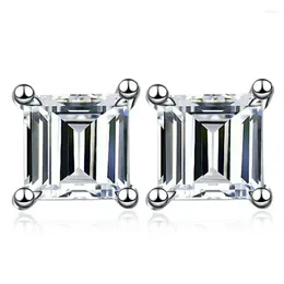 Stud Earrings ES0042 Lefei Fashion Trendy Classic Luxury Moissanite Simple Princess Square Charm Women Silver S925 Party Jewellery Gift