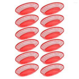 Dinnerware Sets 12 Pcs Chips Basket French Fries Burgers Hollow Out Fast Plate Plastic Fruit Tray Hamper