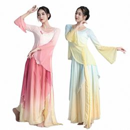 classical Festival Outfit Women's Flowing Gauze Chinese Ethnic Folk Dance Practise Clothes Fan Dance Performance Costumes 990h#