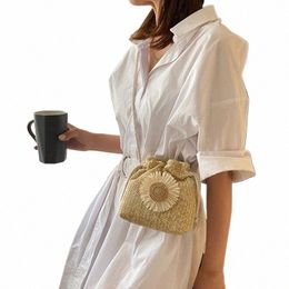creative Crossbody Bag Shoulder Menger Pouch Women Beach Straw Bags Classic Texture Chic Sunfr Drawstring Woven Bucket v1nU#