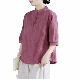 summer Traditial Chinese Women's Clothing Tang Hanfu Spring Autumn Shirt Blouse Loose Leisure Top Vintage T-shirt Tea Service G9QH#