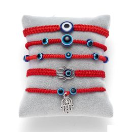 Identification Classic Kabh Red String Thread Hamsa Hand Braid Bracelets Blue Turkish Evil Eye Bead Bracelet Fatima Friendship Jewelr Dhae1