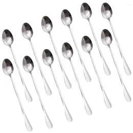 Coffee Scoops 12pcs Long Handle Iced Tea Spoon Ice Cream Scoop Stainless Steel Cocktail Stirring Spoons