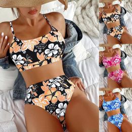 Women's Swimwear Bikini High Waist Split Flower Bathing Suit Sexy Bikinis 2024 Beach Style For Girl Swimsuit Women