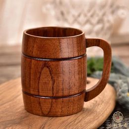 Mugs Wooden Beer Tea Coffee Cup Eco-friendly 300ml Classical Water Heat Proof Home Office Party Drinkware Cups