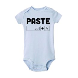 Copy Paste Twin Newborn Toddler Jumpsuit Ctrl+c Ctrl+v Print Funny Baby Clothes Boy Girl Short Sleeve Romper Infant Shower Gift