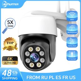 ZRHUNTER IP Camera Outdoor CCTV Onvif H.265 Speed Dome Camera 2MP 3MP 5MP 8MP 4K Human Detect Video Surveillance ICsee PTZ Cam