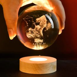 Kreatywny 3D Crystal Ball 12 Konstelacje nocne kolorowe światło atmosfera lampa Baran Taurus prezent pamiątka dekoracja domu