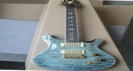 Sky blue prs quilted maple 6 string Electric Guitar PRS Flame Maple rosewood Fingerboard made in China Small Tremolo Bridge4144187