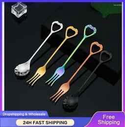 Spoons 2PCS/Set 304 Stainless Steel Spoon/Fork Mirror Polishing Creative Coffee Spoon Fruit Fork For Family Kitchen Bar
