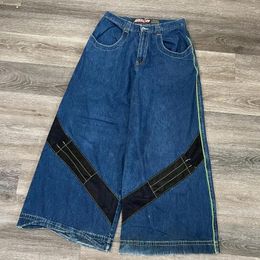 Women's Jeans Y2k Blue Gothic Harajuku Women Baggy Vintage Classic Straight Wide Leg Pants Fashion Casual Men Streetwear