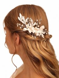 sier Bridal Headwear Women Hair Comb Ceramic Fr Headpieces Wedding Hair Accories Leaves Elegant Fascinators g5PD#
