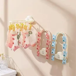 Hangers Children's Hanger Quick Installation Drying Socks Punch-free Long Household Storage And Collection Utensils Cloud Clothespin