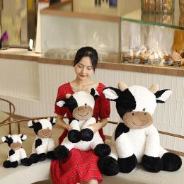Kawaii Sitting Milk Cow Year Plush Toys Lifelike Stuffed Animal Doll Cute Appease Cattle For Children Kids Christmas Gift