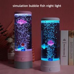 Bubble Fish Lamp Aquarium Lamp Bubble Fish Night Light Color Changing Realistic Bubble Tube Lamp For Cafe Bedroom Bar Restaurant