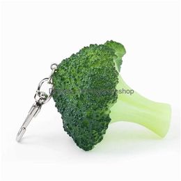 Keychains & Lanyards 2Pcs Creative Broccoli Vegetables Keychain Food Model Fun Childrens Toys Key Wallet Pendant Gifts R231005 Drop D Dhdil