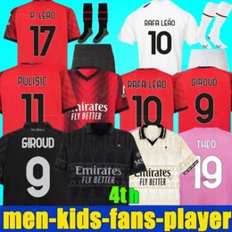 23-24 Fourth PULISIC RAFA LEAO Soccer Jerseys IBRAHIMOVIC GIROUD 2023 2024 THEO TONALI ROMAGNOLI S.CASTILLEJO BRAHIM KOCHE AC S 4th men kids kits Football Shirt