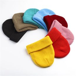 New Winter Knitted Baby Hat Spring Autumn Crochet Boys Girls Cap Beanies for Women Men Unisex Warm Outdoor Solid Colour Baby Cap