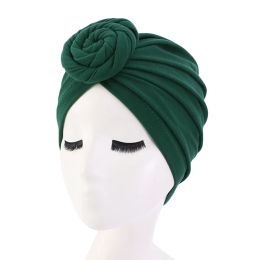 New Women Stretch Turban Hat Bohemian Style Head Wrap Knot Turban Muslim Ladies Hair Cover Beanie Headwraps India Hat Chemo cap