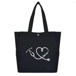 Shopping Bags Heart Stethoscope Customise Funny Printed One-shoulder Bag Large Capacity Ladies Tote Canvas Women