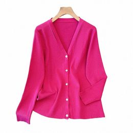 plus Size Women's Bust 150 Spring Autumn Loose Cardigan V-Neck Sweater Knitted Coat Black Rose 5XL 6XL 7XL 8XL 9XL 150Kg e0LJ#