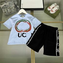 Popular baby tracksuits Summer suit kids designer clothes Size 110-160 CM Colorful logo printing boys t shirt and shorts 24Mar